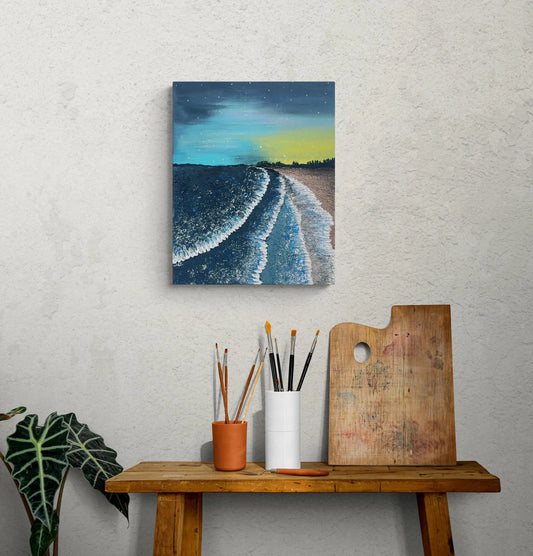 Lehrain |Textured acrylic wave painting | 16x20 | Canvas