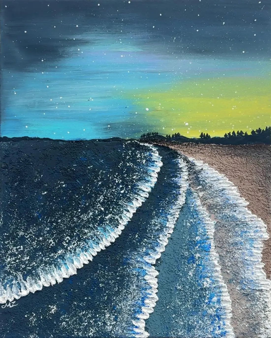 Lehrain |Textured acrylic wave painting | 16x20 | Canvas